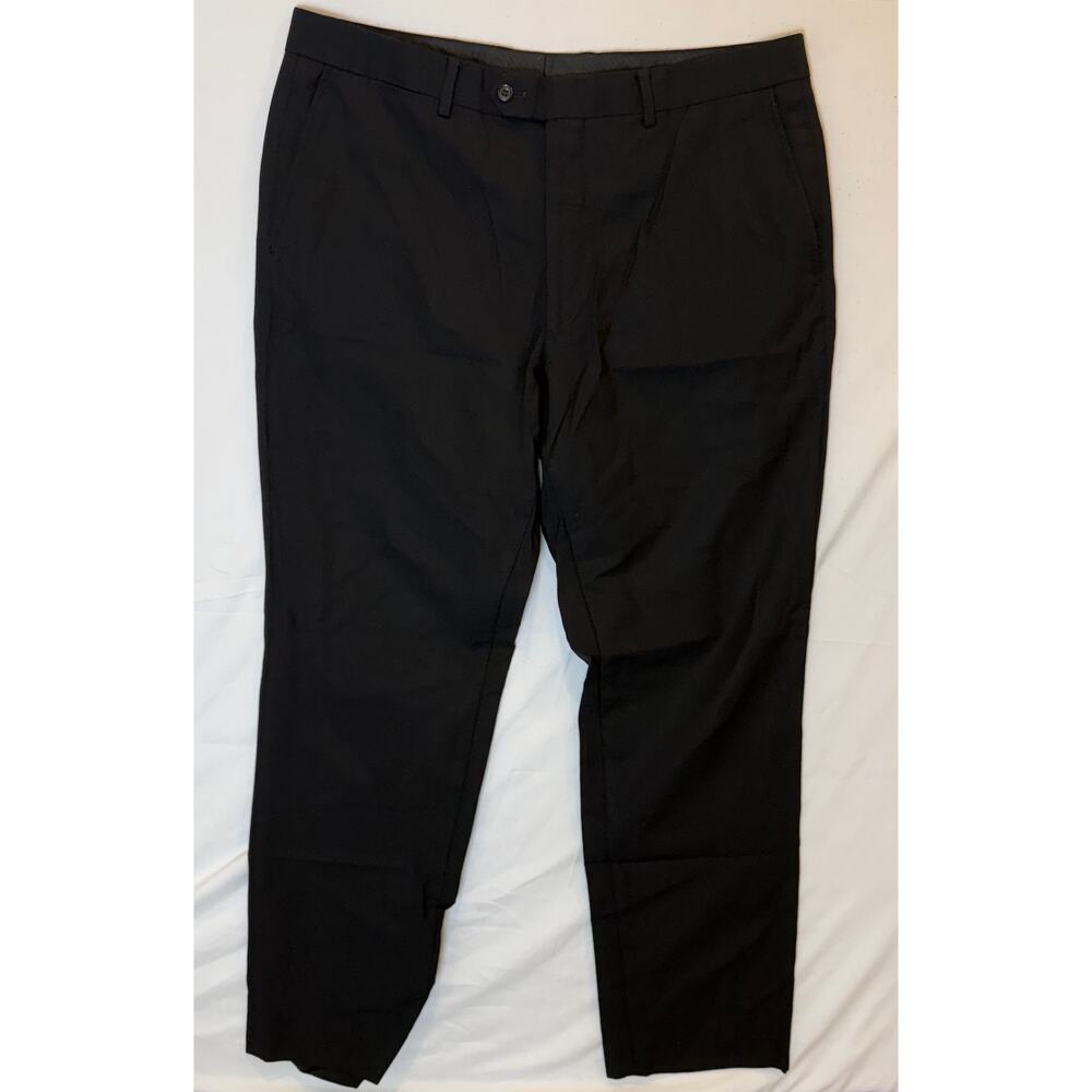 Men’s Black Slim Fit Dress Pants 36x34 Tailored Work Trousers